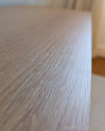 Close detail of the Corbridge oak finish on Bloom Console — soft matt with an open, natural grain — Groovaly